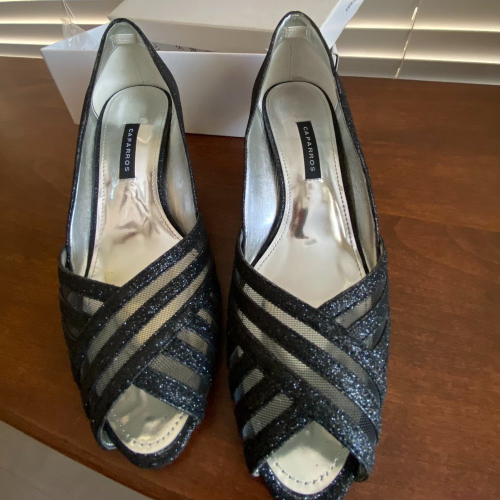 Caparros Black Nitza Glitter Heels
